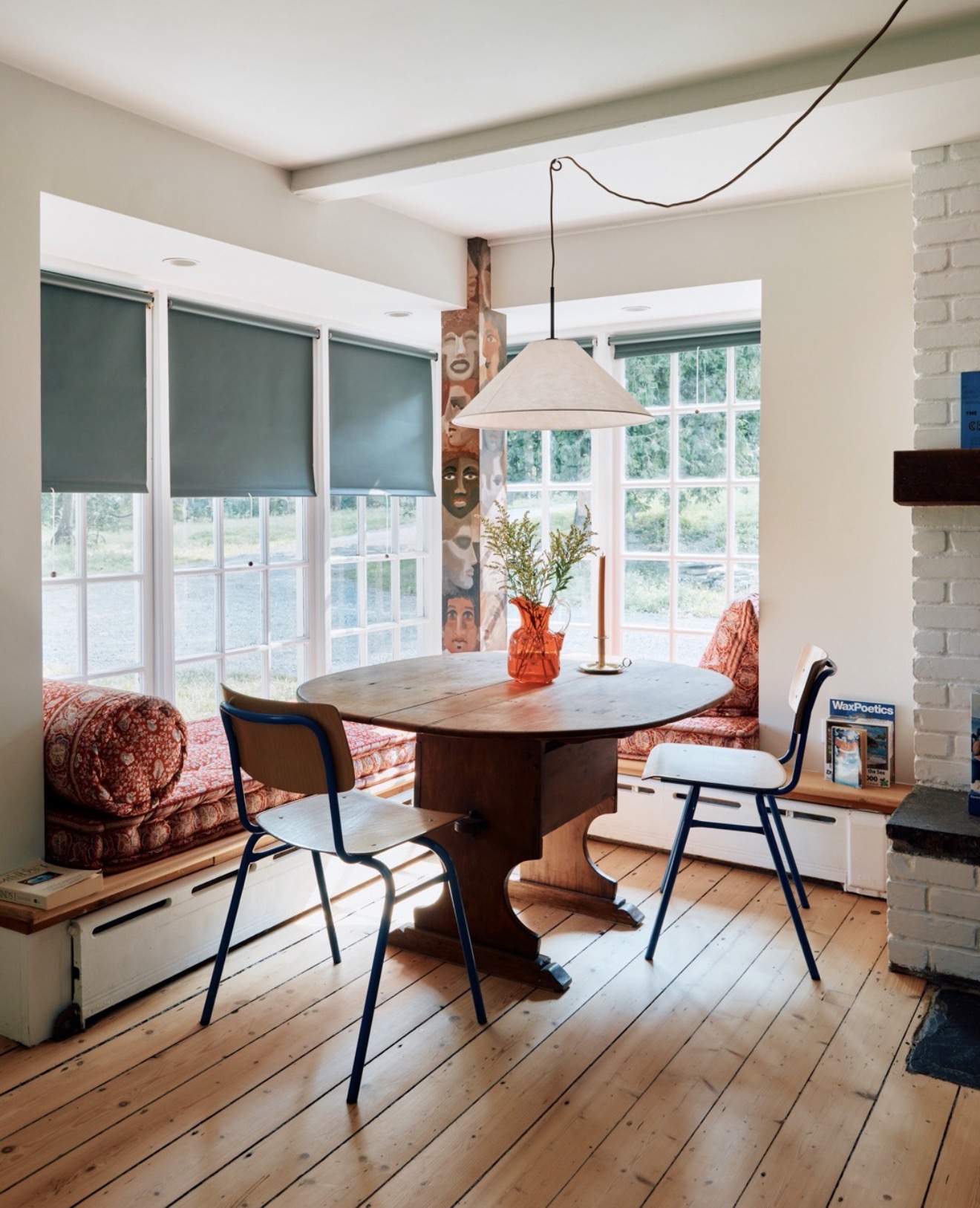 Cozy dining nook with window seat